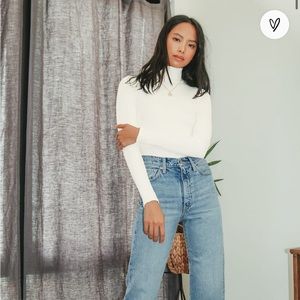 Lulu’s Ivory Ribbed Long Sleeve Mock Neck Bodysuit